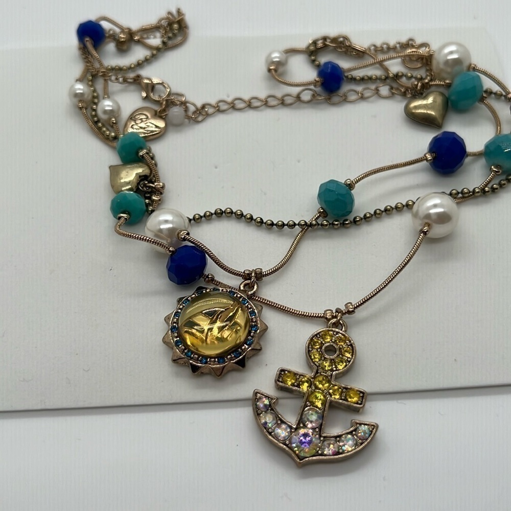 Betsy Johnson Rare multi lay anchor necklace